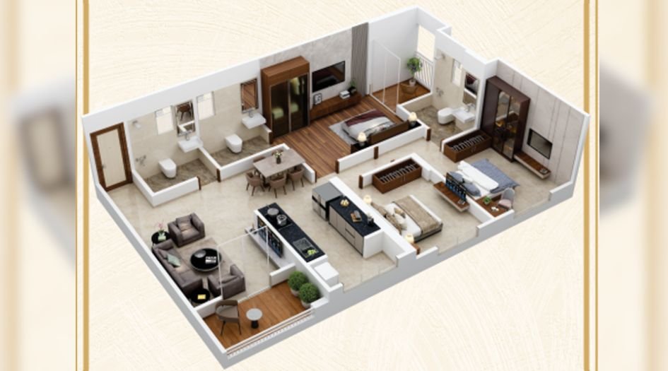 Choice-Goodwill-Element-3BHK-3D-view